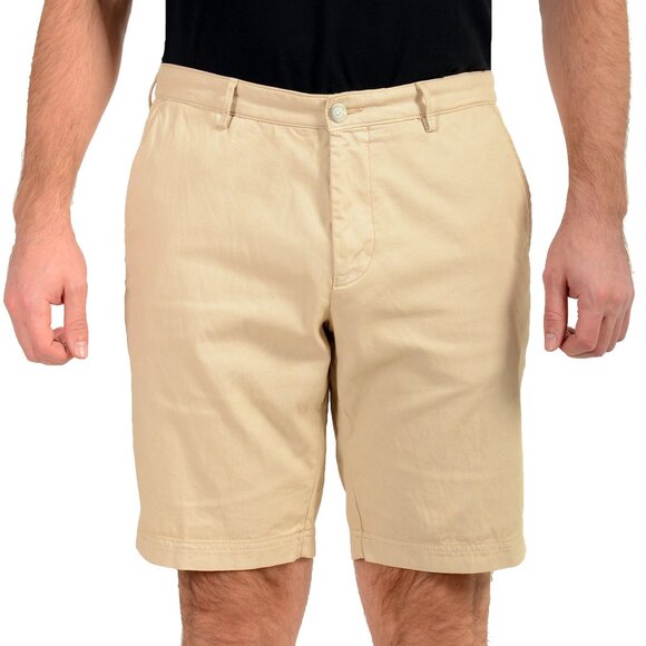 Hugo Boss Men's Slice-Short Beige Geometric Print Flat Front Shorts US 36R IT 52